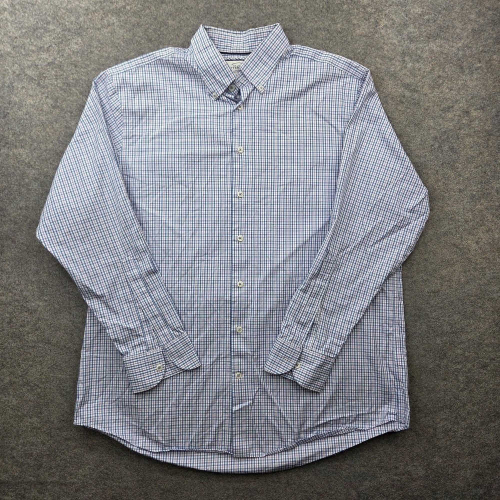Charles Tyrwhitt Mens 17 34/35 Blue Check Classic Fit Non Iron Dress Shirt